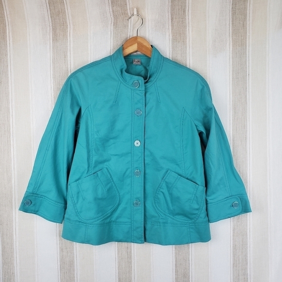 Ellen Tracy Teal Lightweight Jacket Size 4‎ - Picture 1 of 8